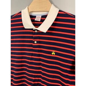Brooks Brothers 1818 Mens XXL Original Fit Striped Polo Shirt Navy Red Cotton